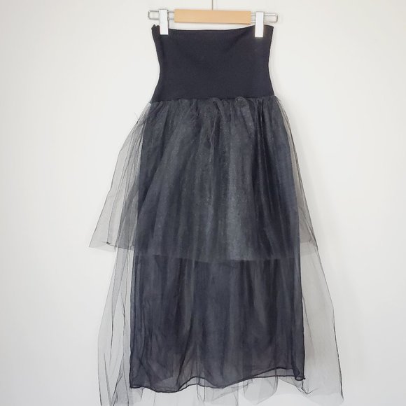 VINTAGE RECTANGLE BLANC PARIS Black Tulle Skirt - Picture 7 of 15